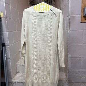 Cream Knit Sweater Dress